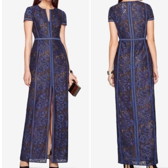 BCBG Maxazria Cailean blue and black Lace Gown SZ 2 - Picture 1 of 15